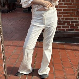 Zara Off-White Trousers with Silver Hardware